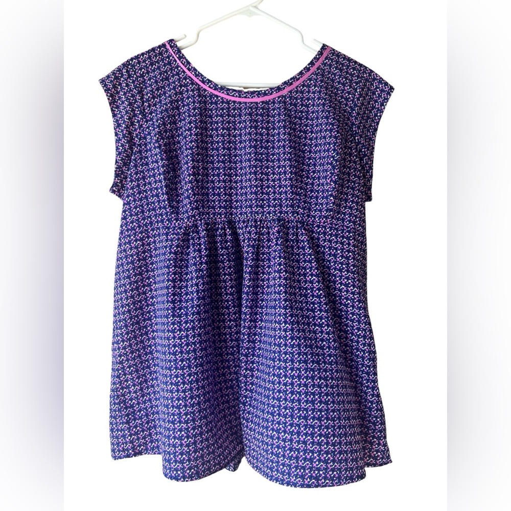 Motherhood Maternity Women's Top Size Large Multi Colored Capped Sleeves